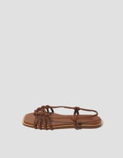 Haf Metallic Braided Sandals, Tan (TAN), large