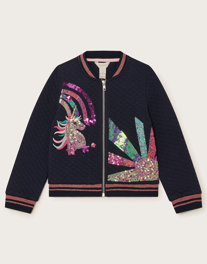 Unicorn Rainbow Bomber Jacket, Blue (NAVY), large