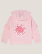 Sun Embroidered Zip-Up Hoodie, Pink (PINK), large