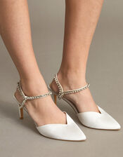 Diamante Trim Pointed Toe Bridal Heels, Ivory (IVORY), large