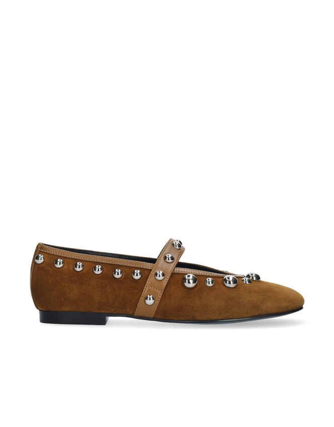 Bibi Lou Carinna Suede Stud Ballet Flats, Tan (TAN), large
