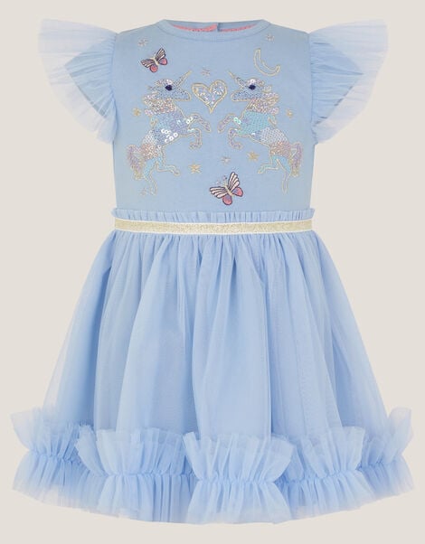 Baby Unicorn Embellished Disco Dress, Blue (BLUE), large