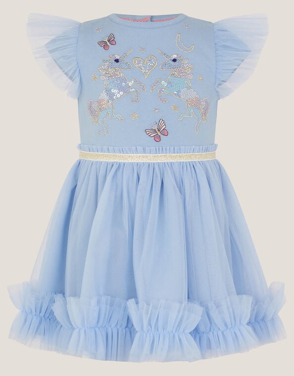 Baby Unicorn Embellished Disco Dress, Blue (BLUE), large