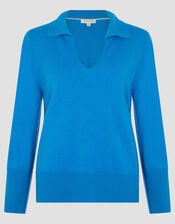 Cara Collar Cashmere Jumper, Blue (BLUE), large