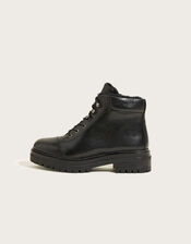 Leather Walking Boots, Black (BLACK), large