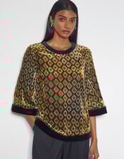 Jade Devor&eacute; Velvet Top, Brown (CHOCOLATE), large