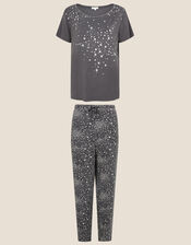 Star Print Jersey Pyjama Set, Grey (CHARCOAL), large