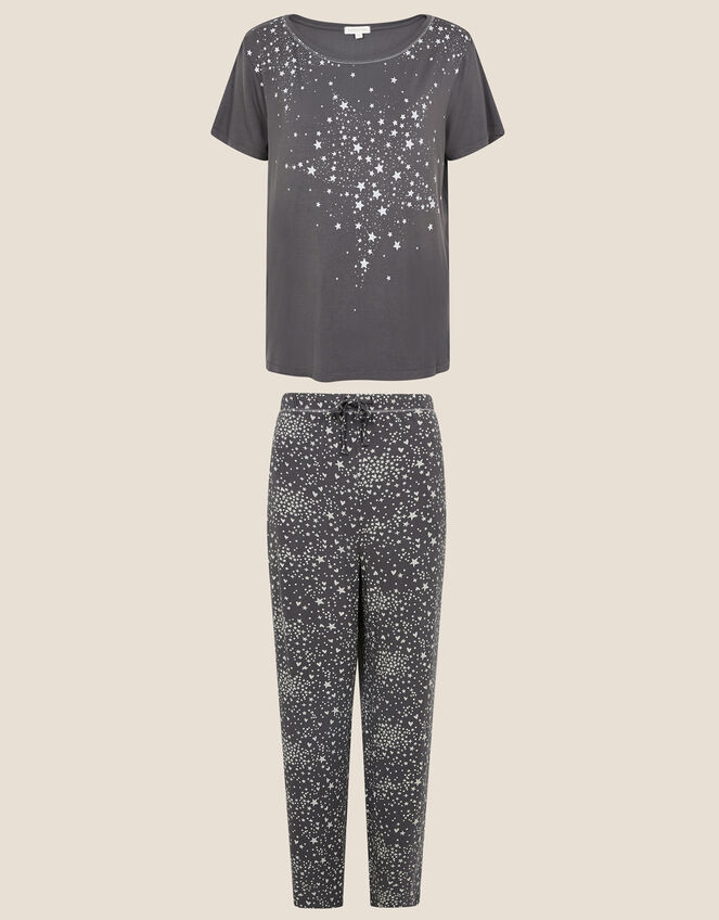 Star Print Jersey Pyjama Set, Grey (CHARCOAL), large