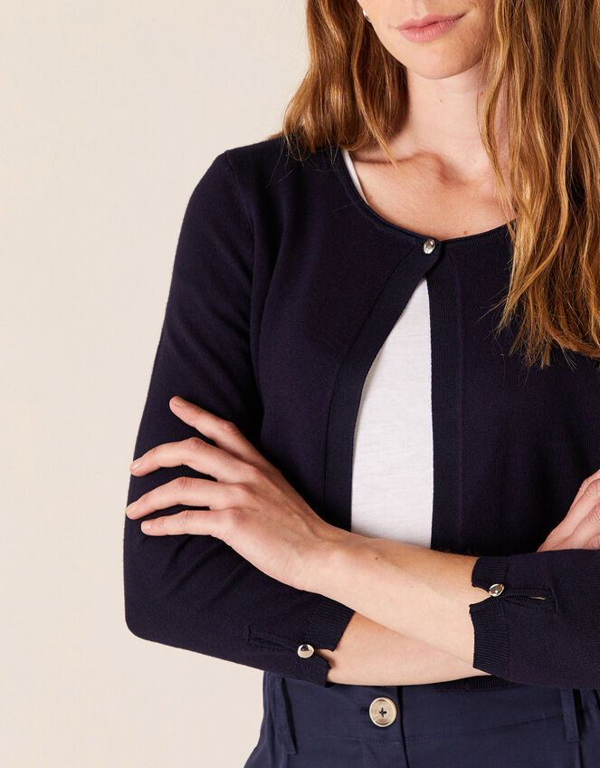 Contrast Trim Shrug, Blue (NAVY), large
