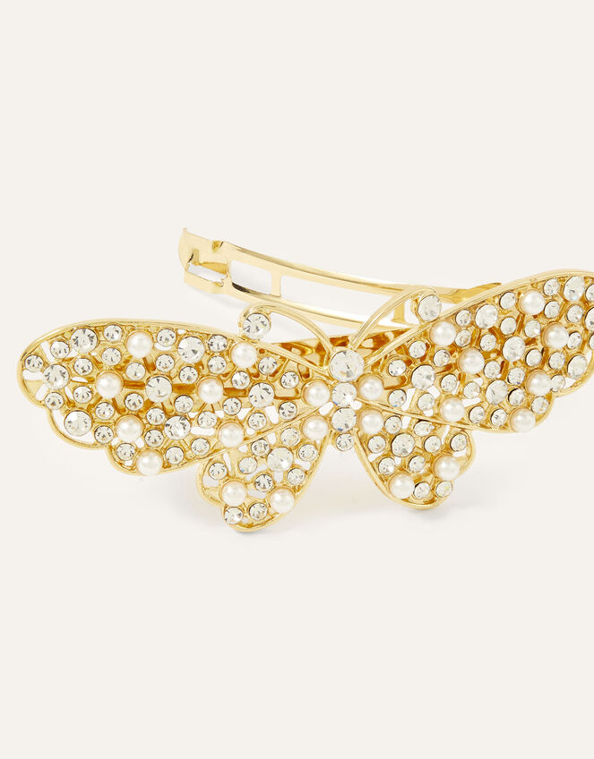 Diamante Butterfly Barrette Hair Clip, , large