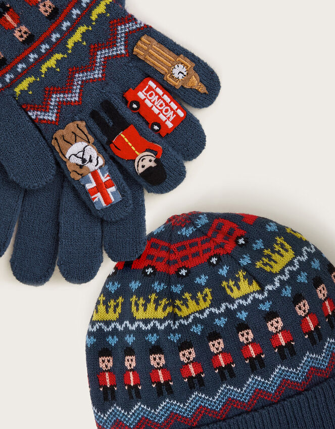 London Knit Beanie Hat and Gloves Set, Multi (MULTI), large