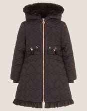 Harriett Heart Quilted Coat, Black (BLACK), large