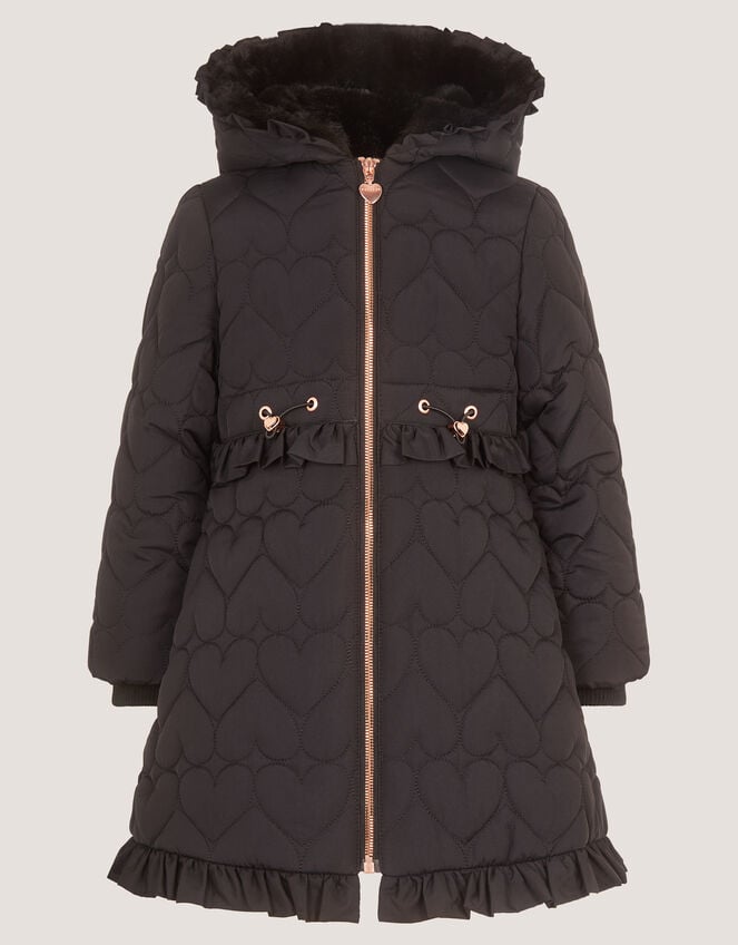 Harriett Heart Quilted Coat, Black (BLACK), large
