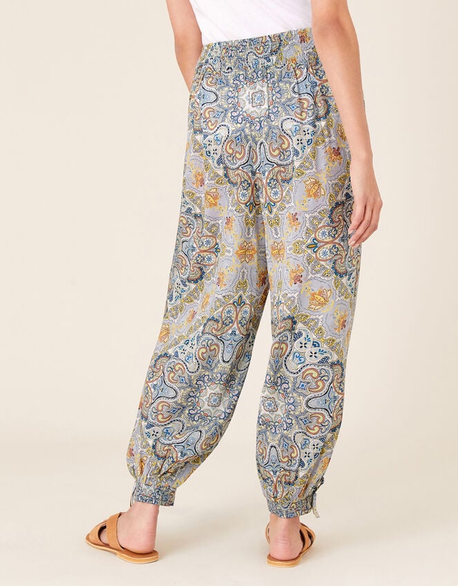 Mariam Printed Balloon Trousers, Blue (BLUE), large