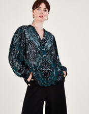 Darcy Devore Blouse, Teal (TEAL), large