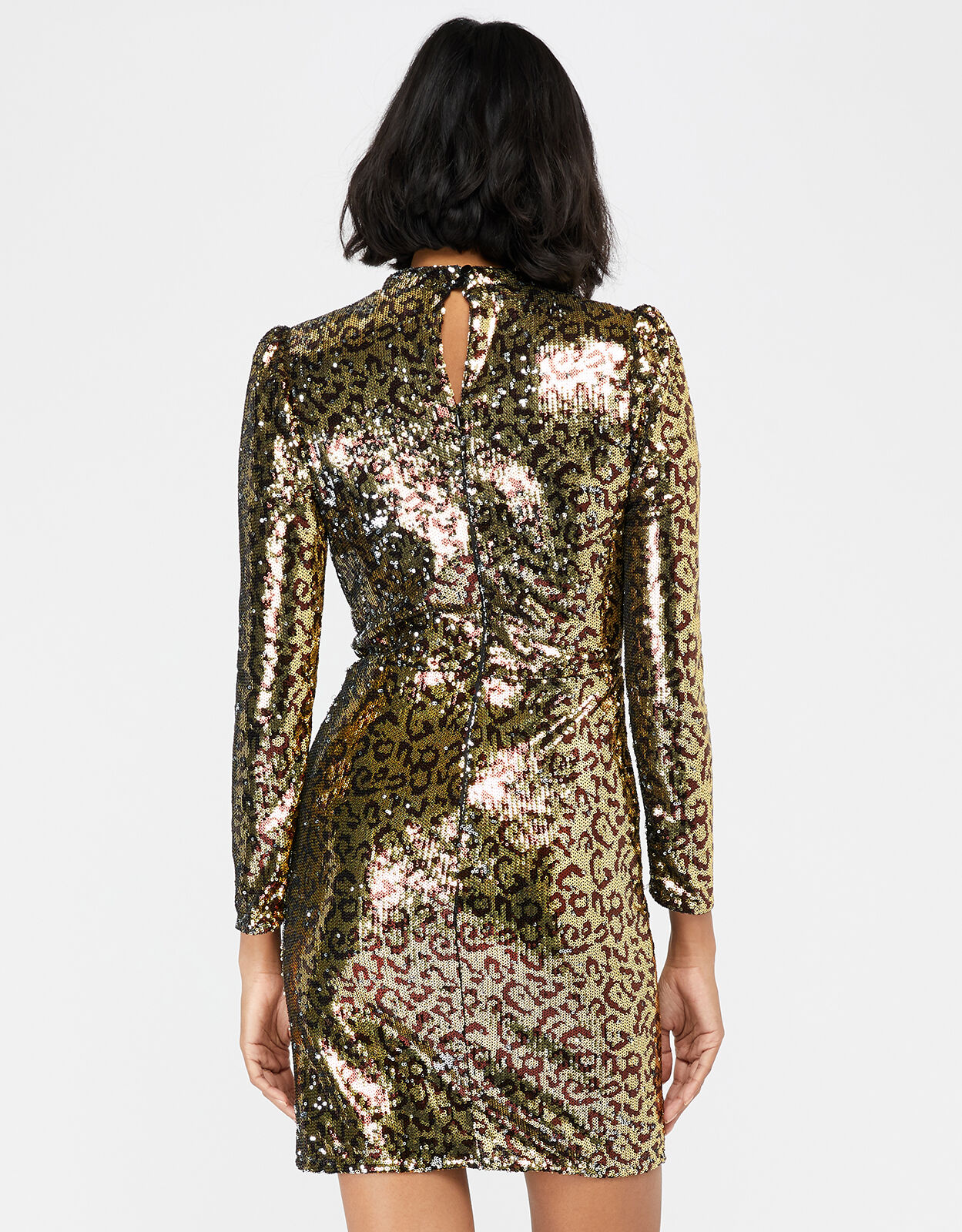Tory Leopard Sequin Short Dress Gold Dresses Monsoon ROI