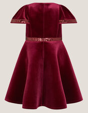 Viola Sequin Velvet Party Dress, Red (RED), large