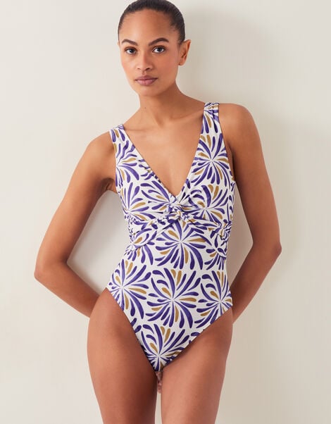 Cece Block Print Swimsuit, Blue (BLUE), large