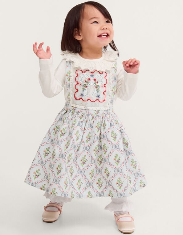 Baby Mon Cheri Pinafore Dress & Top Set, Blue (BLUE), large