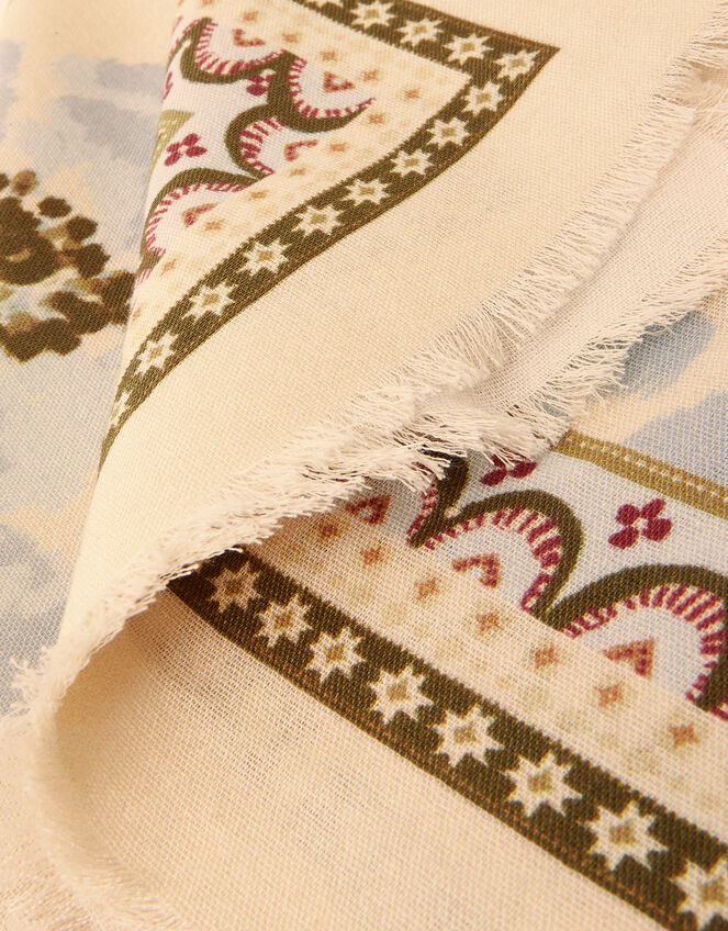 Square Floral Print Scarf, , large