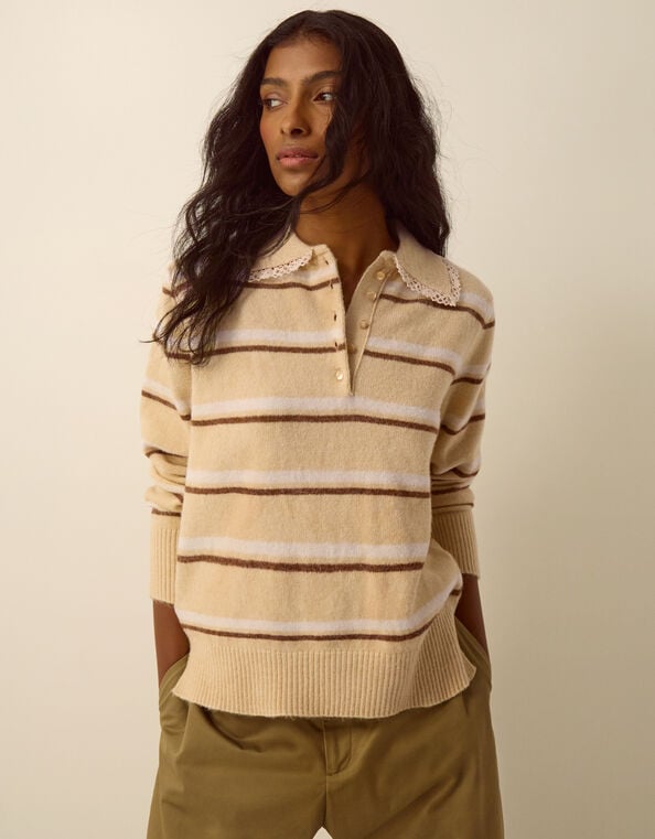 Sutton Stripe Sweater, Yellow (BUTTER YELLOW), large