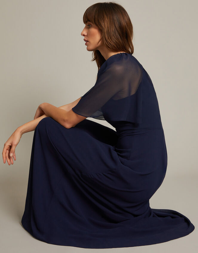 Mona Angel Sleeve Maxi Dress, Blue (NAVY), large