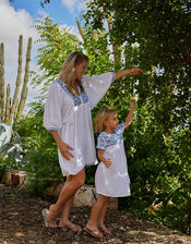 Sunuva Ladies Peruvian Hand-Embroidered Dress, White (WHITE), large