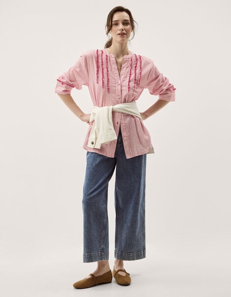 Ceres Frill Stripe Shirt, Red (RED), large