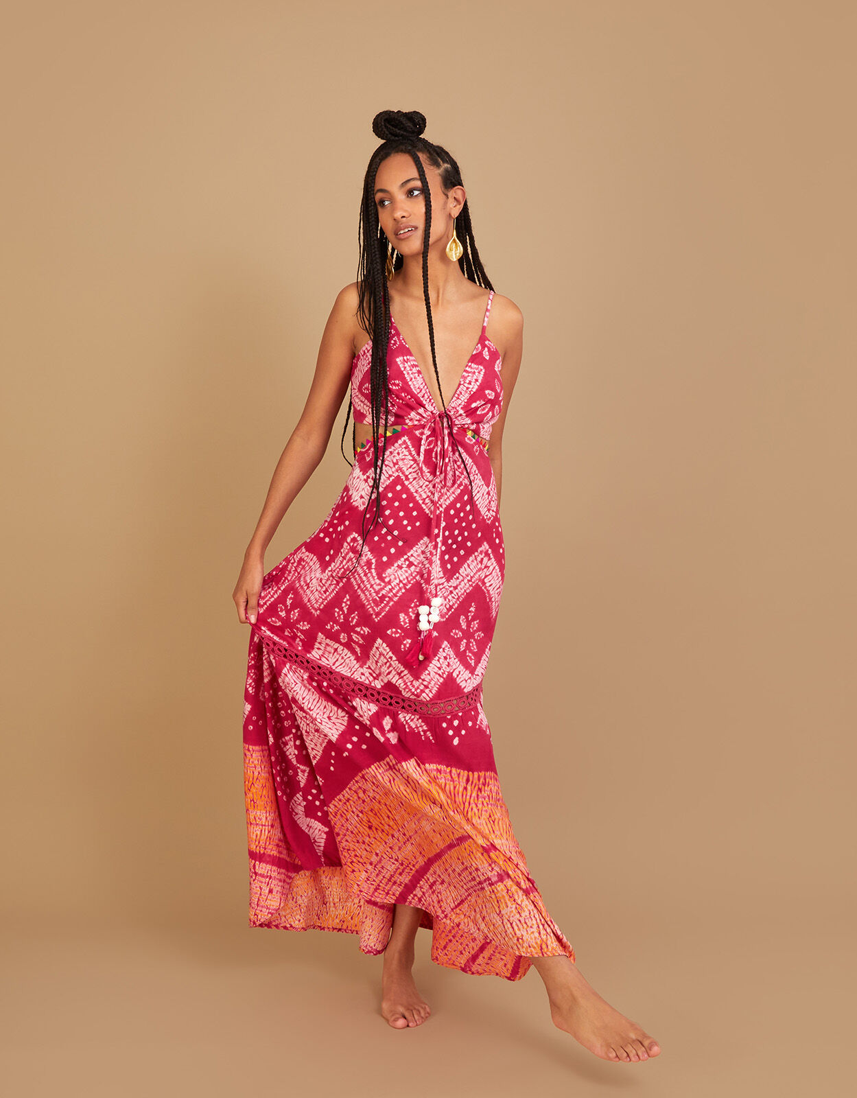 Bandhani print dress sales