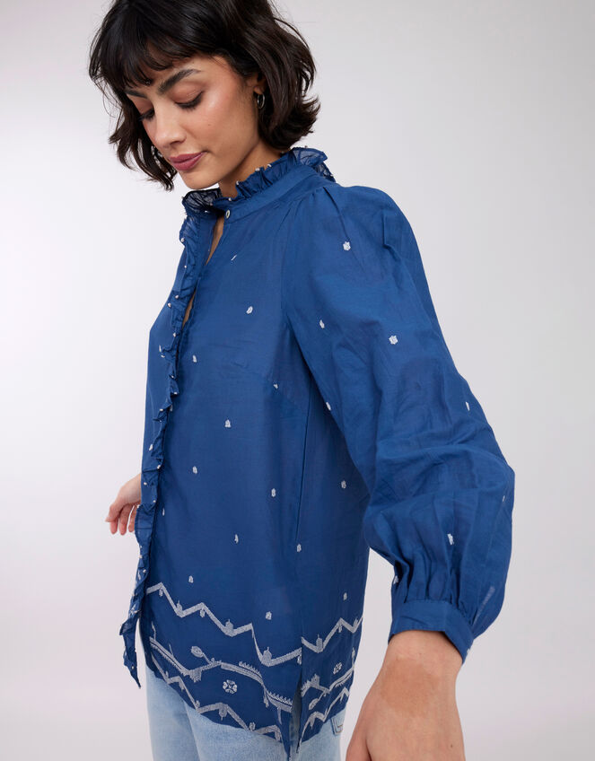 East Petra Embroidered Blouse, Blue (BLUE), large