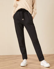 Velvet Trim Jersey Trousers, Black (BLACK), large