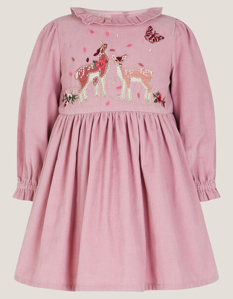 Baby Felicity Embroidered Corduroy Dress, Pink (PINK), large