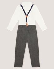 Arthur Herringbone 3-Piece Suit with Braces, Grey (GREY), large