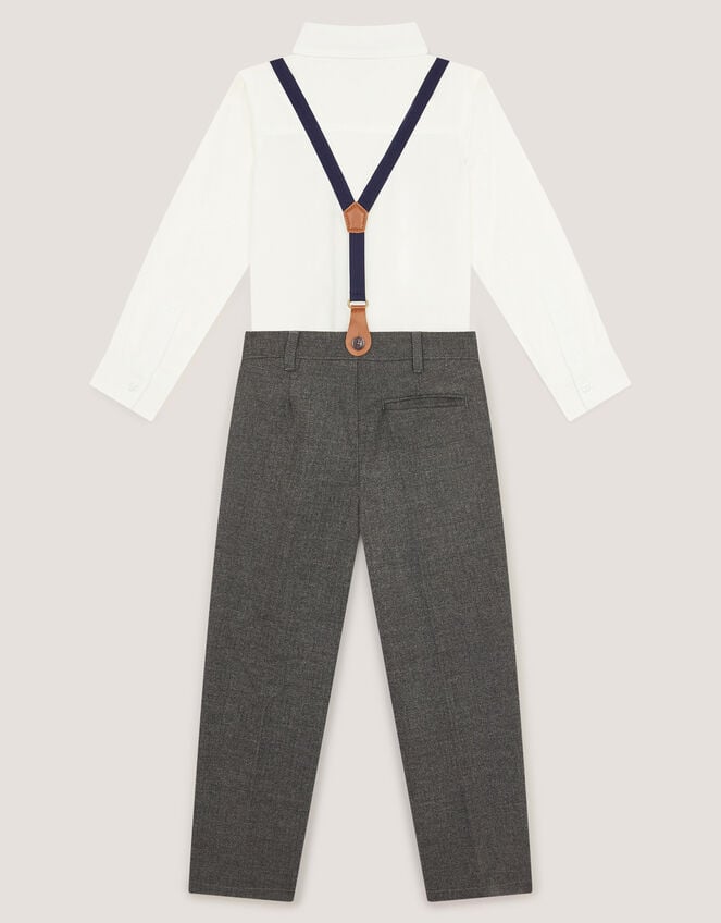 Arthur Herringbone 3-Piece Suit with Braces, Grey (GREY), large