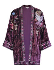 East Ariel Embroidered Velvet Jacket, Purple (PURPLE), large