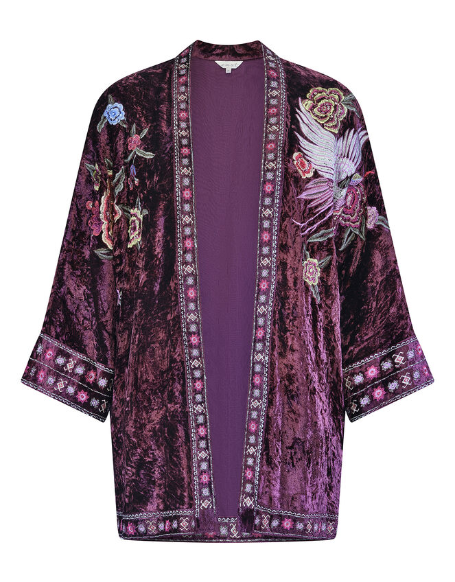 East Ariel Embroidered Velvet Jacket, Purple (PURPLE), large