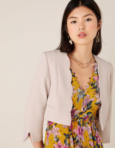 Samantha Scallop Trim Jacket Nude, Nude (NUDE), large