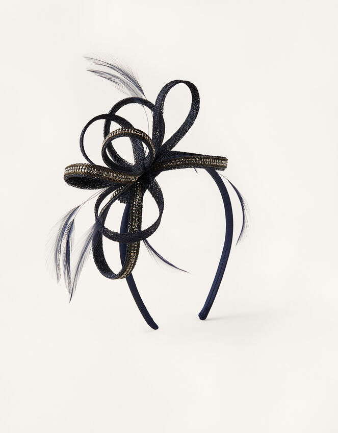 Embellished Loops Fascinator Headband, Blue (NAVY), large
