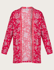 Linen Floral Scale Printed Cover Up, Orange (ORANGE), large