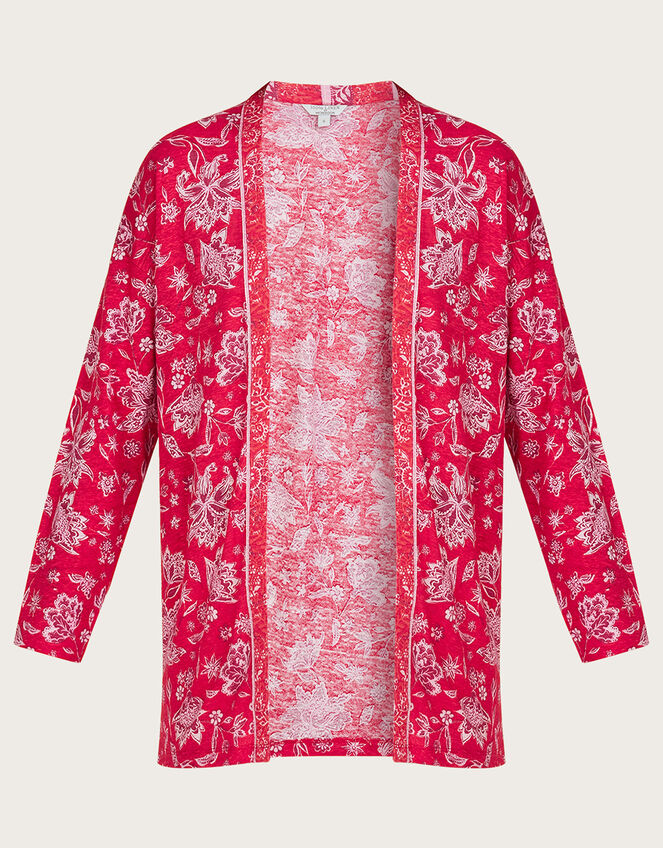 Linen Floral Scale Printed Cover Up, Orange (ORANGE), large