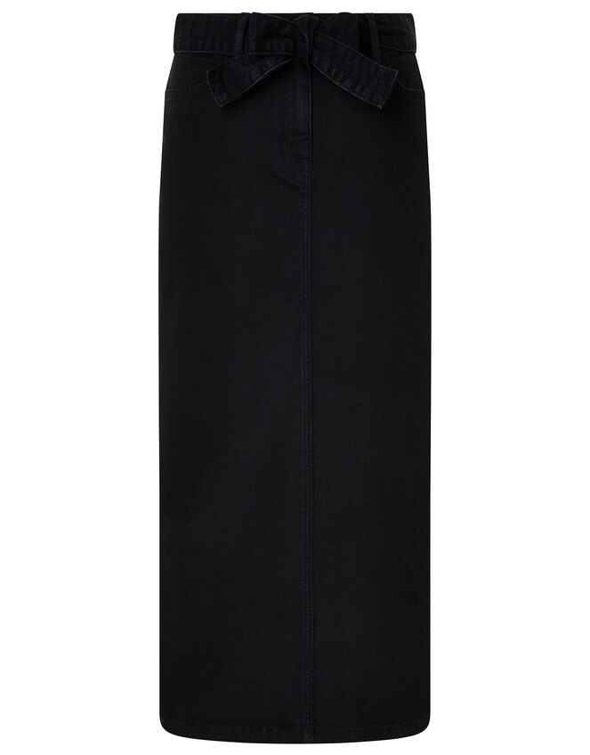 Claremont Denim Maxi Skirt with Sustainable Cotton, Black (BLACK), large