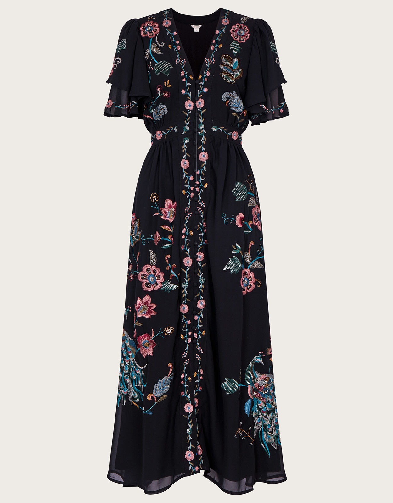 Triss Embroidered Peacock Dress in 