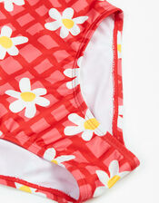 Frugi Amelia Daisy Print Swimsuit, Pink (PINK), large