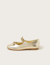 Double Bow Ballerina Flats, Gold (GOLD), large