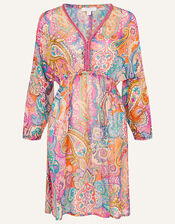 Paisley Print Kaftan Dress, Pink (PINK), large
