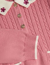 Baby Embroidered Cable Knit Dress, Pink (PINK), large