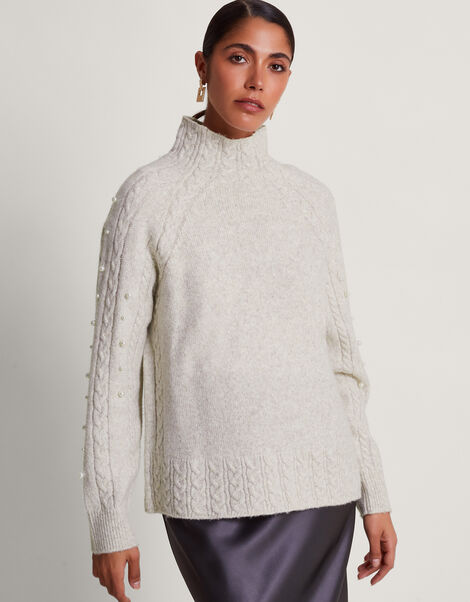 Pearl Cable Jumper, Ivory (IVORY), large