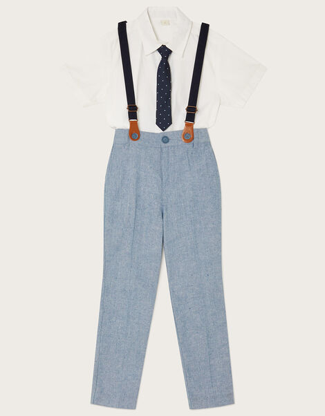 Nathan Trousers, Shirt and Tie Set with Braces, Blue (BLUE), large