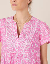 Embroidered Top in Pure Linen, Pink (PINK), large