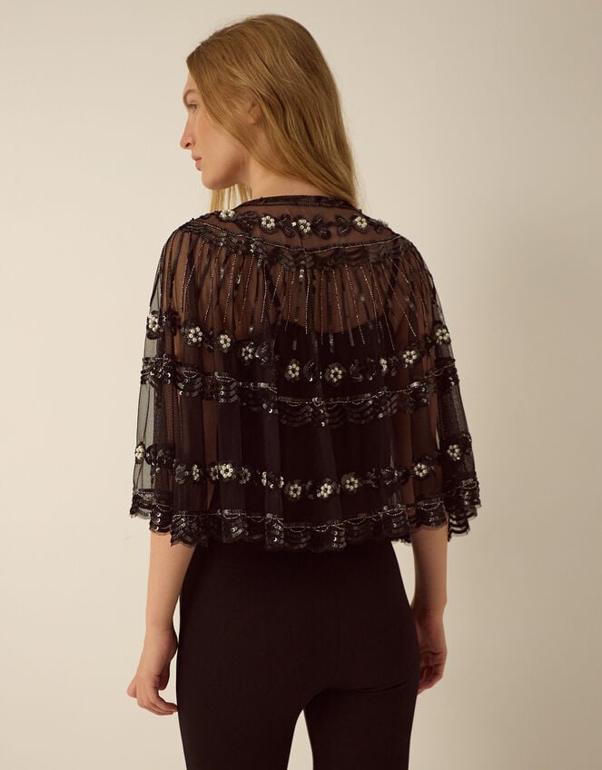 Monsoon x Queens of Archive Jerry Short Sequin Embellished Cape​, , large
